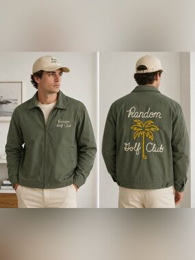 NWT RANDOM GOLF CLUB Chainstitch Jiffy Bomber Jacket Green Embroidered Small